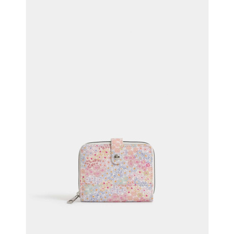 Billetera Cuerina Con Solapa Estampado Flores