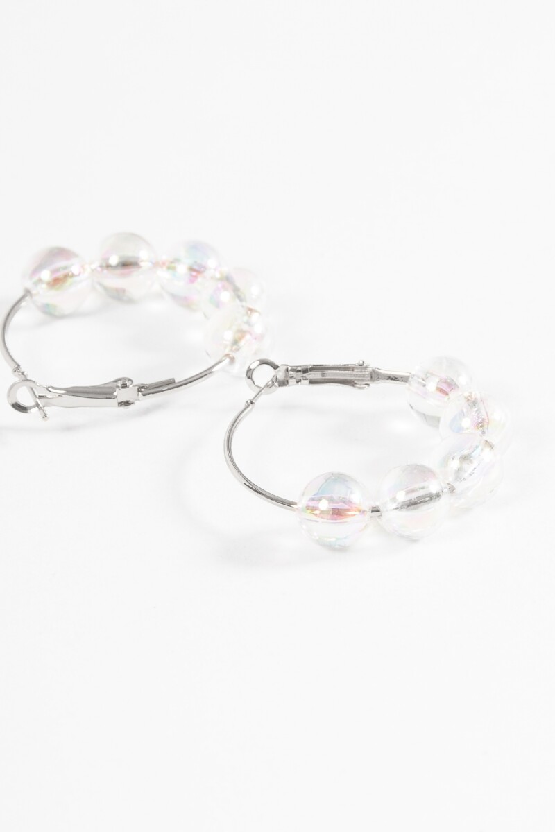 Aros borlas acrílico plateado
