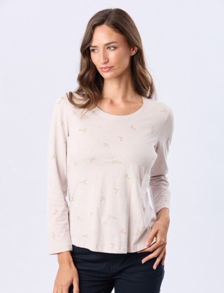 REMERA ESTAMPADA DE ALGODÓN Beige