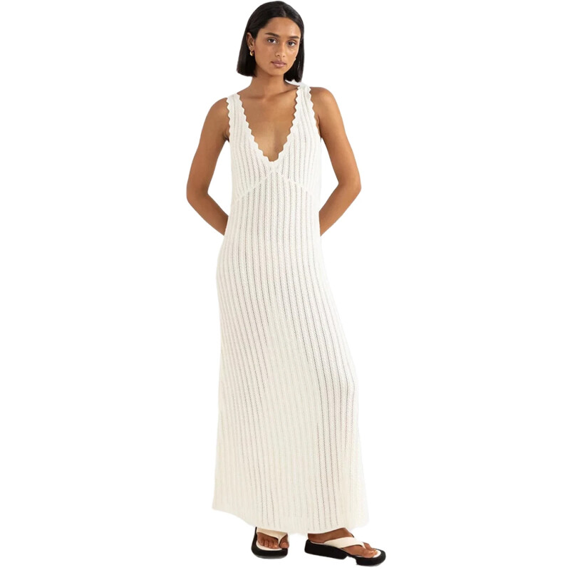 Vestido Rhythm Scallop Knit Maxi - Blanco Vestido Rhythm Scallop Knit Maxi - Blanco
