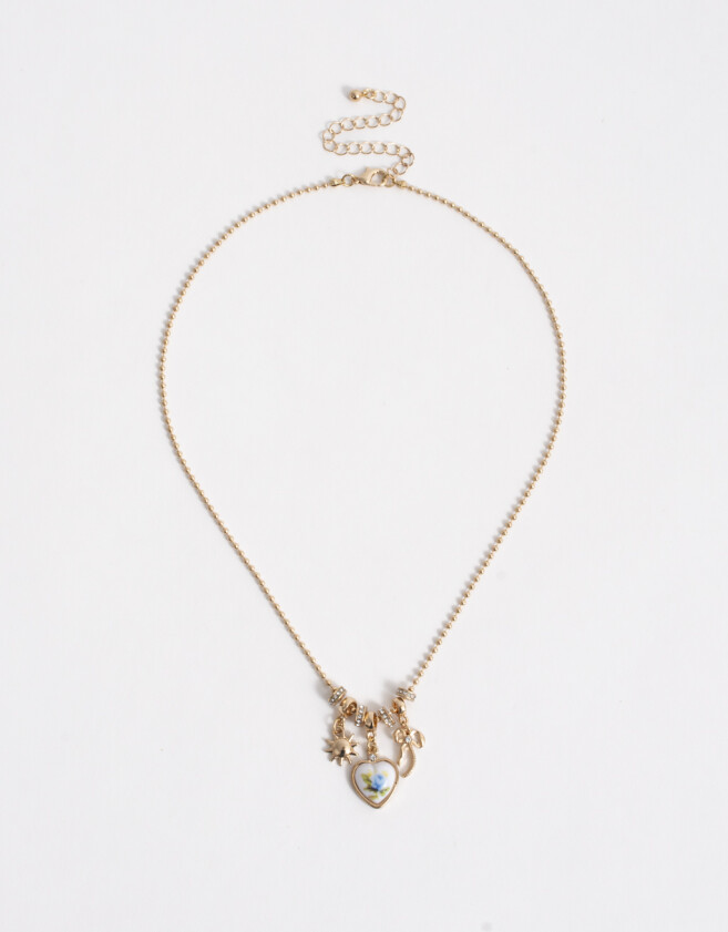 Collares Cortos Azul Collar Corto Multidijes - Dorado