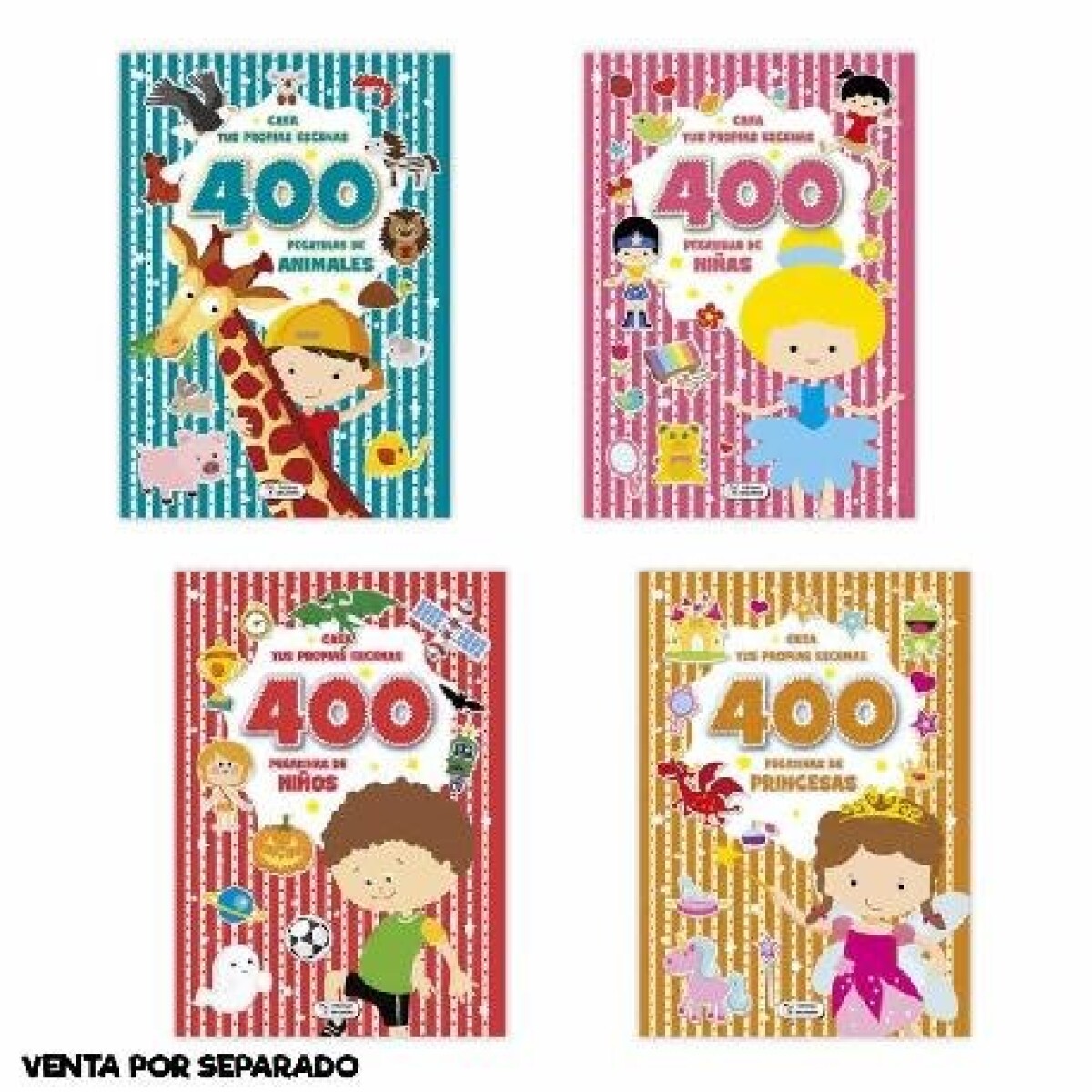 400 ESCENAS PEGATINAS PARA JUGAR/PRINCESAS/ANIMALES 