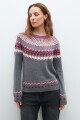 Sweater con guarda jacquard gris melange
