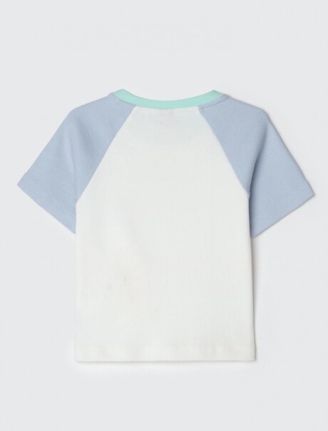 BLUSA INFANTIL EN TELA ACANALADA CELESTE