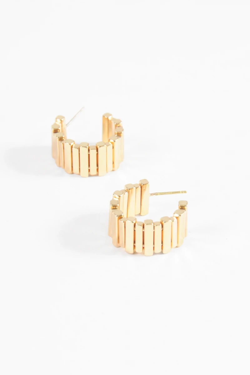 Aros franjas metálico dorado