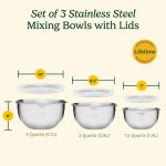 Cuisinart® JUEGO DE 3 TAZONES MEZCLADORES DE ACERO INOX. CON TAPAS (1.5QT, 3QT Y 5QT) N/A