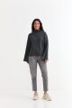Sweater canalé con mangas oxford GRIS OSCURO
