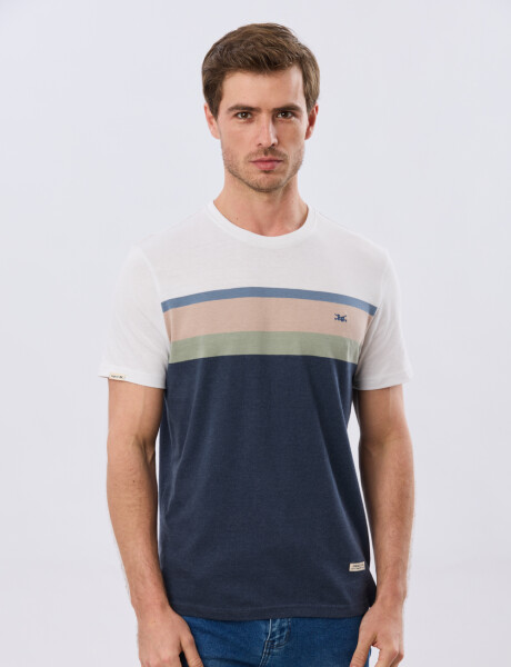 REMERA RAYADA DE ALGODÓN Azul