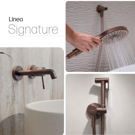 JUEGO DE GRIFERIA SIGNATURE ROSE GOLD CON LAVATORIO DE PARED BRONCE-ROSE GOLD