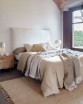 Cabecero desenfundable Tanit de lino blanco para cama de 200 cm