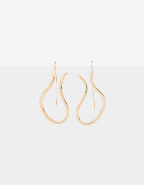 Aros Colgantes Largos Metal Aros Colgantes De Metal - Dorado