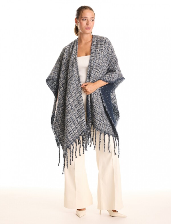 Ruana Tweed Flecos AZUL/MULTI