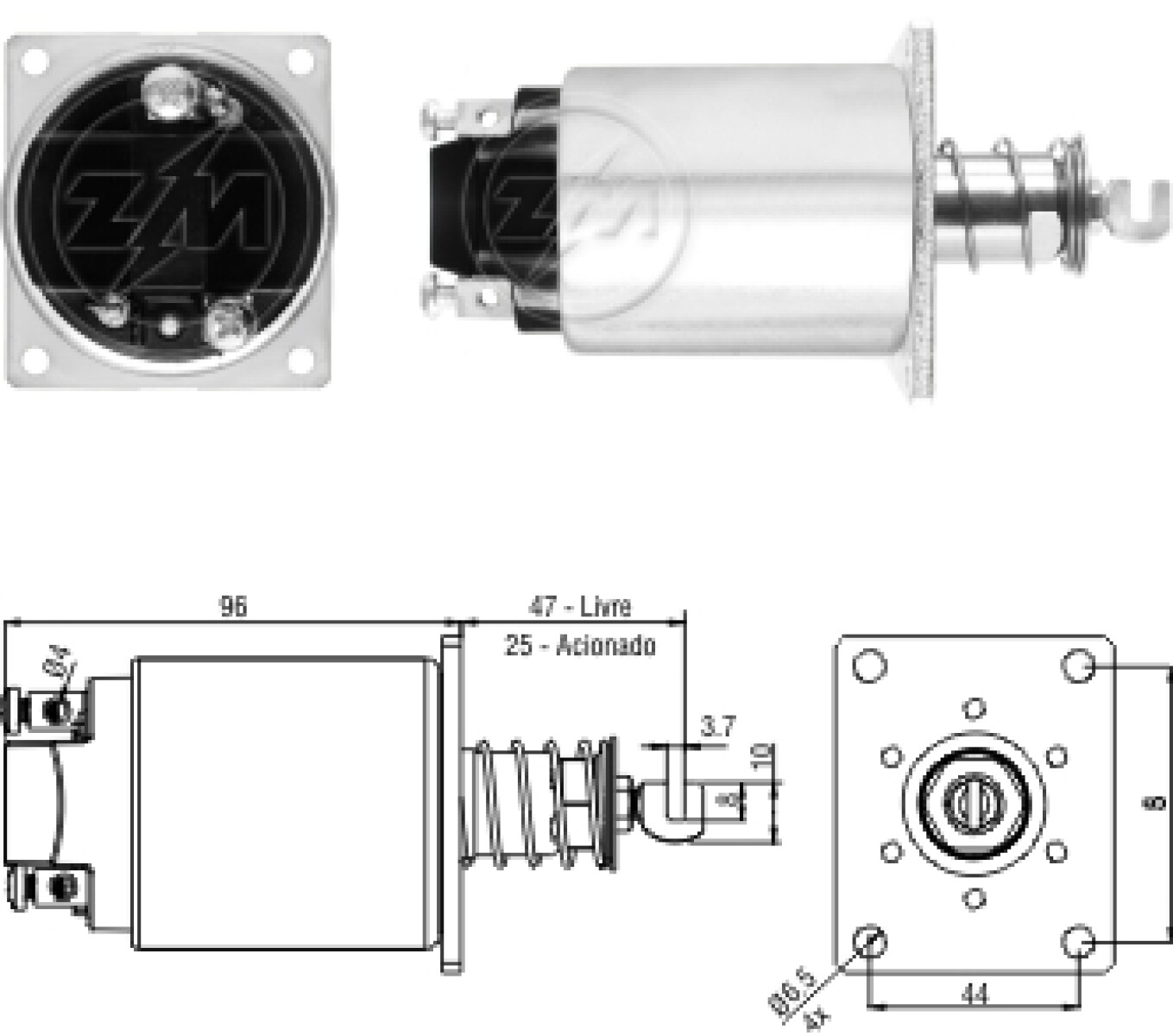 AUTOMATICO DE ARRANQUE - SOLENOIDE 24V CATERPILLAR-SCANIA-MWM ZM 