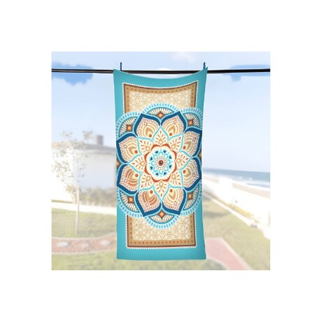 Toalla Playera Velour Mandala 70x130 cm Celeste