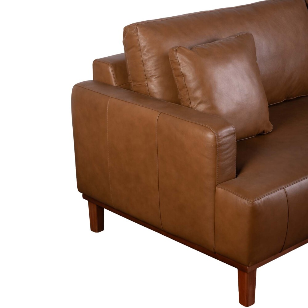 SOFÁ 3 CUERPOS CUERO-Y-MADERA MARRON ALLURE CAMEL