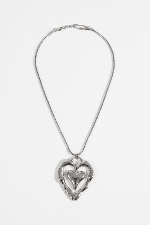 Collar acero dije cora plateado