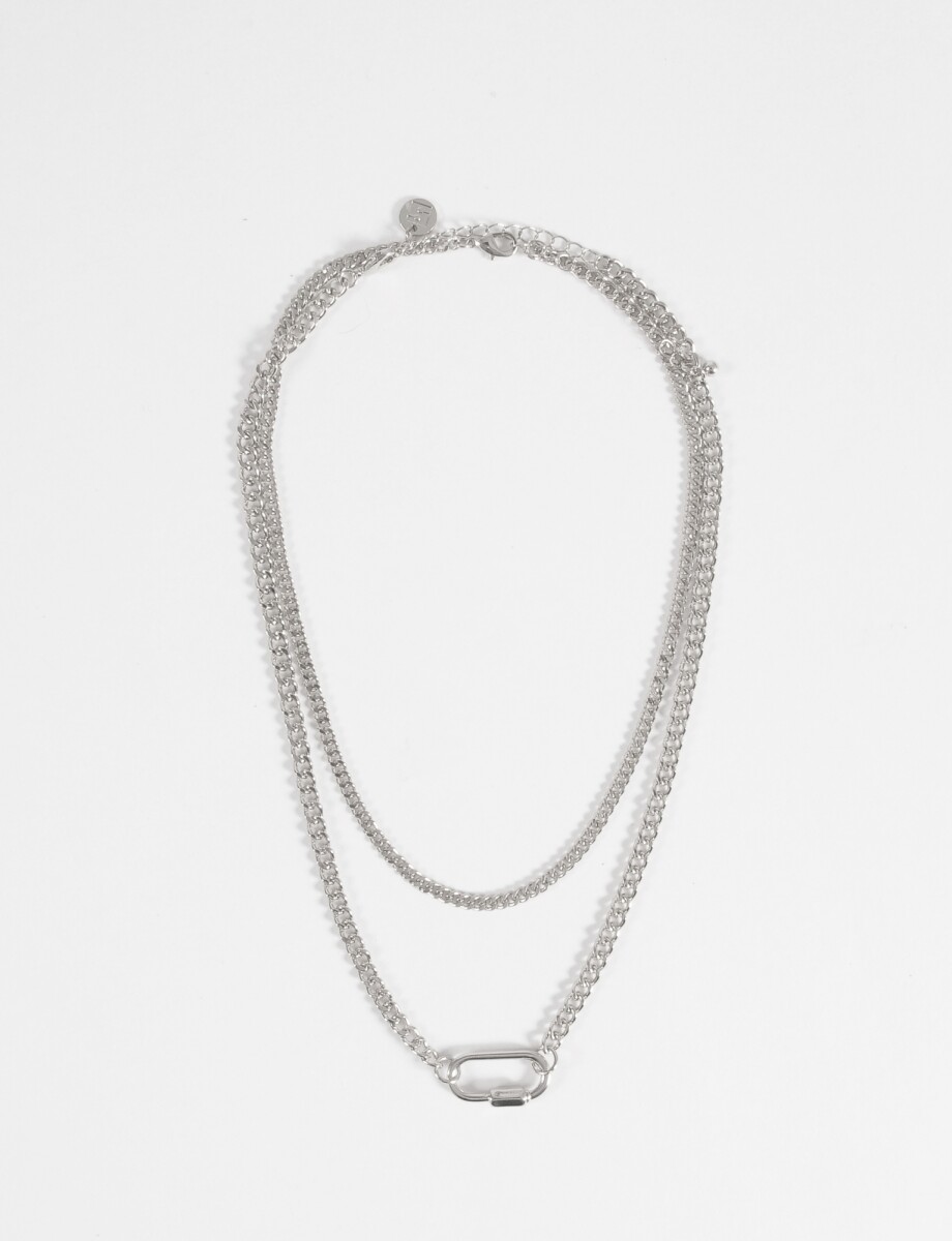 Collar doble dije oval - plateado 