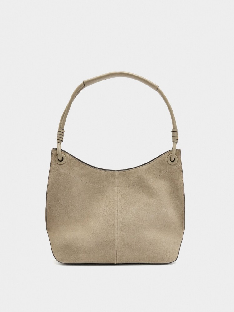 Bolso De Hombro Con Detalles De Piel taupe