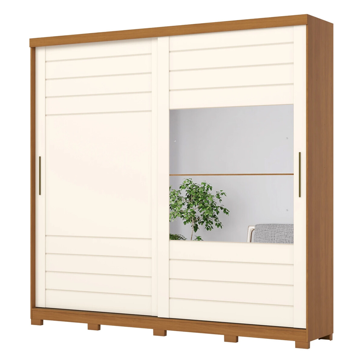 ROPERO CAYMAN 2 PUERTAS 6 CAJONES INTERNOS 1 ESPEJO GUARDARROPA CLOSET ARMARIO 100% MDF - OFF WHITE 
