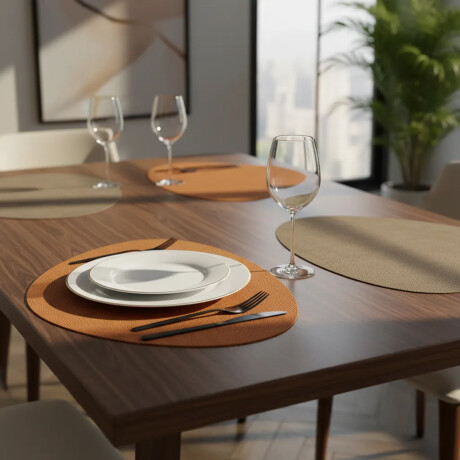 Mantel Individual Doble Cara Triangular Premium Tex en PVC Caramelo/nude