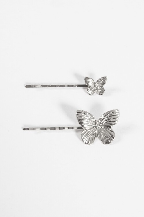 Set horquillas mariposa plateado