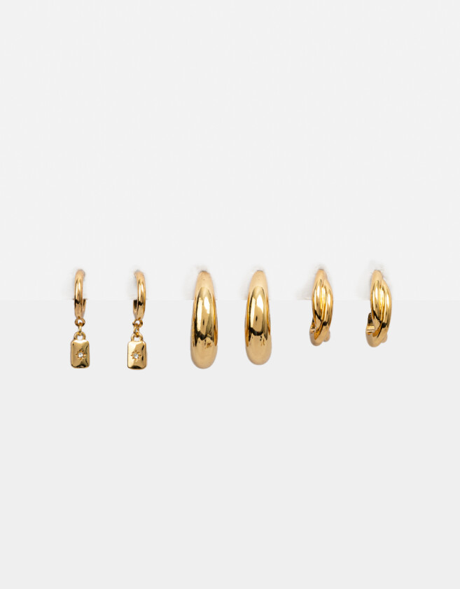 Aros Argollas Set Bañada en Oro Aros Argollas Sets Bañados En Oro - Dorado