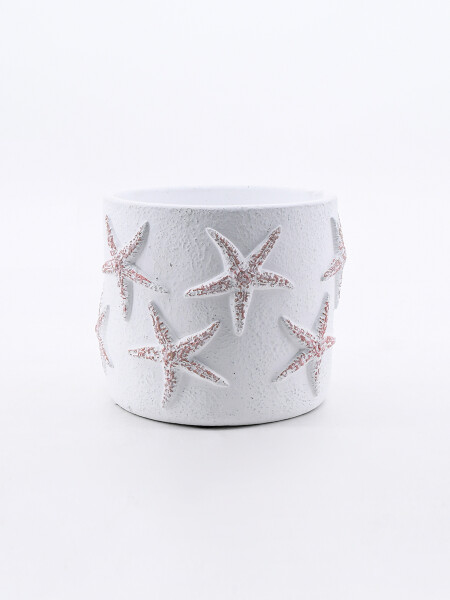 MACETA CEMENTO ESTRELLA BLANCO