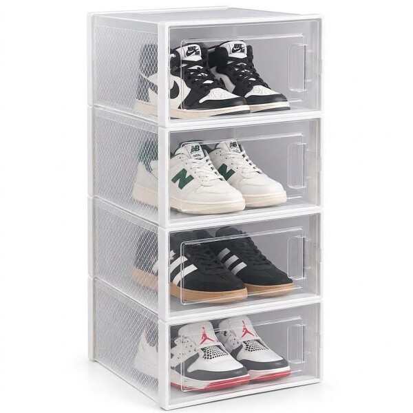 Set X4 Caja Organizadora Zapatos Zapatero Apilable Championes Calzado Premium Imback Blanco Set X4 Caja Organizadora Zapatos Zapatero Apilable Championes Calzado Premium Imback Blanco