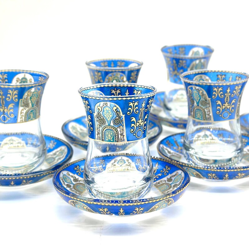Juego de té vidrio color x6 4