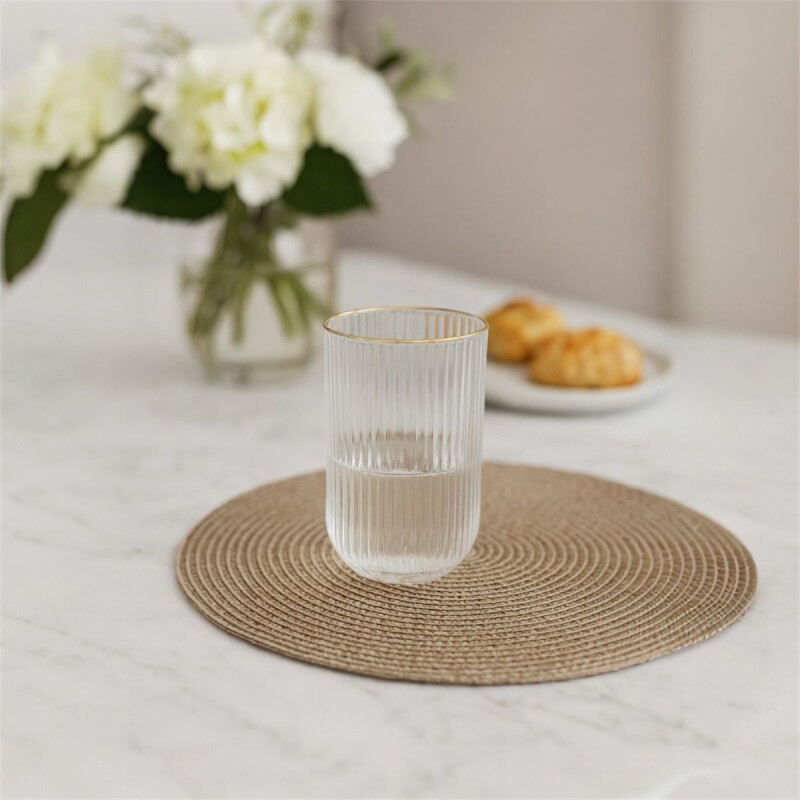 Vaso de Vidrio con Borde Dorado Line Set 6 Unidades Vaso de Vidrio con Borde Dorado Line Set 6 Unidades