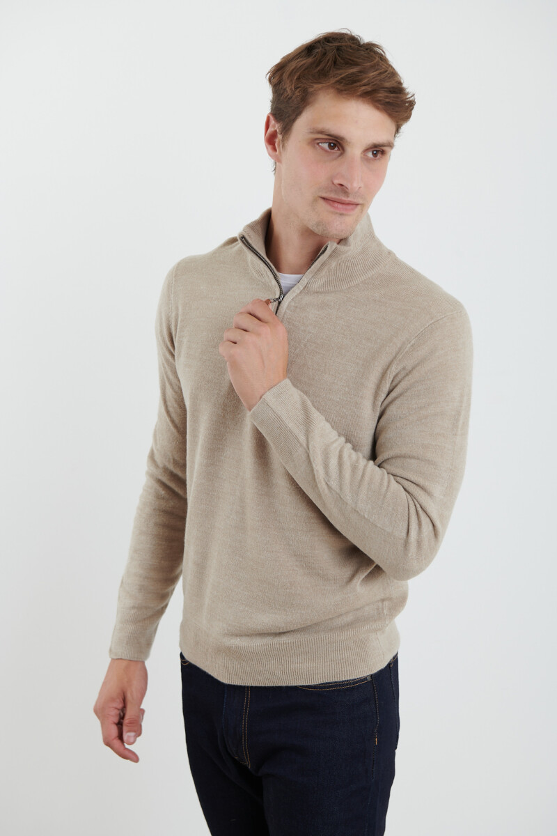 REMERA HARRINGTON LABEL - Beige Melange 