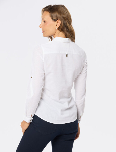 CAMISA DE LINO MEDIO BOTÓN Blanco