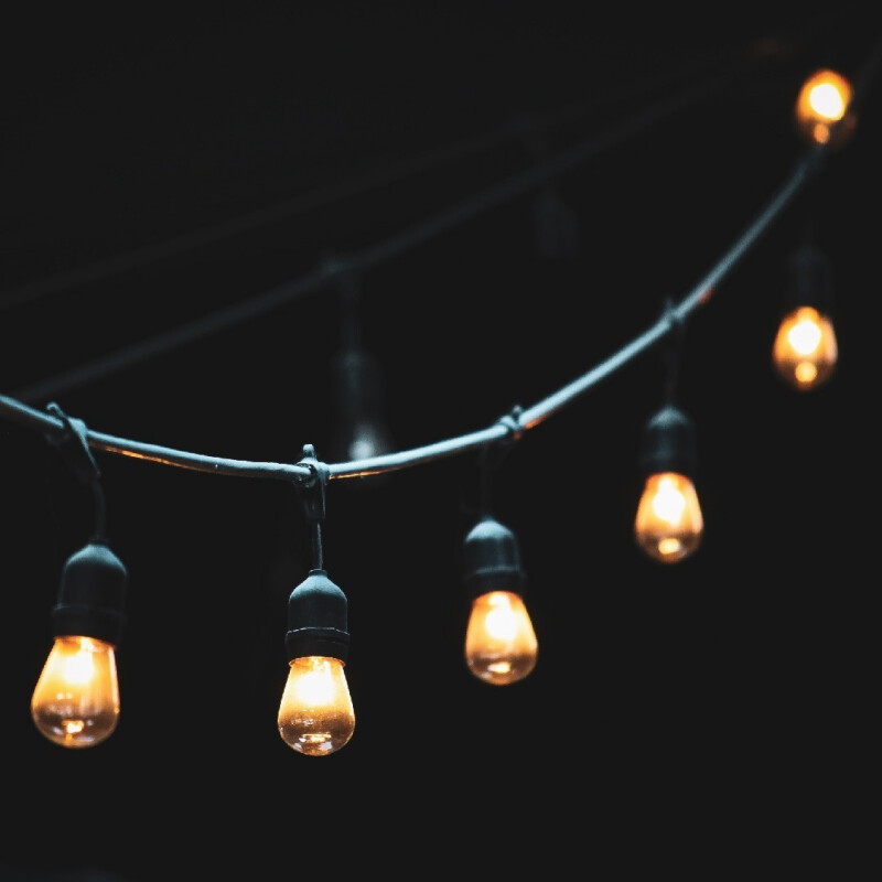 Guirnalda Guia Luces Jardin Lamparitas Led E27 Reforzadas Negro