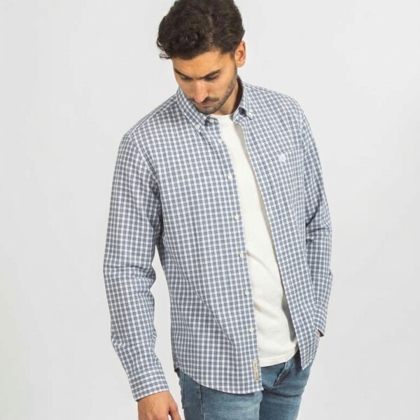 Camisa a Cuadros Gris y Azul