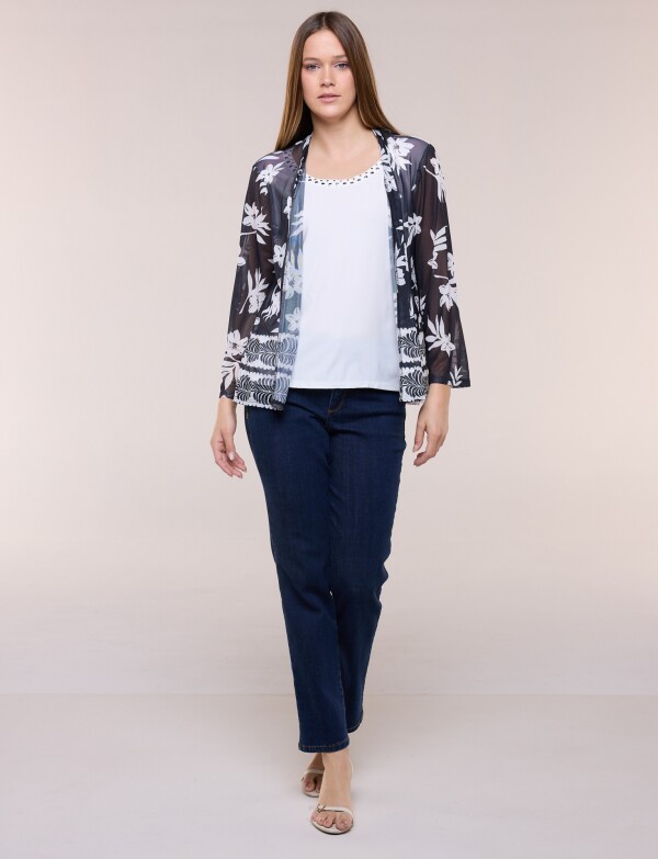 Cardigan Twofer 2 En 1 NEGRO/BLANCO