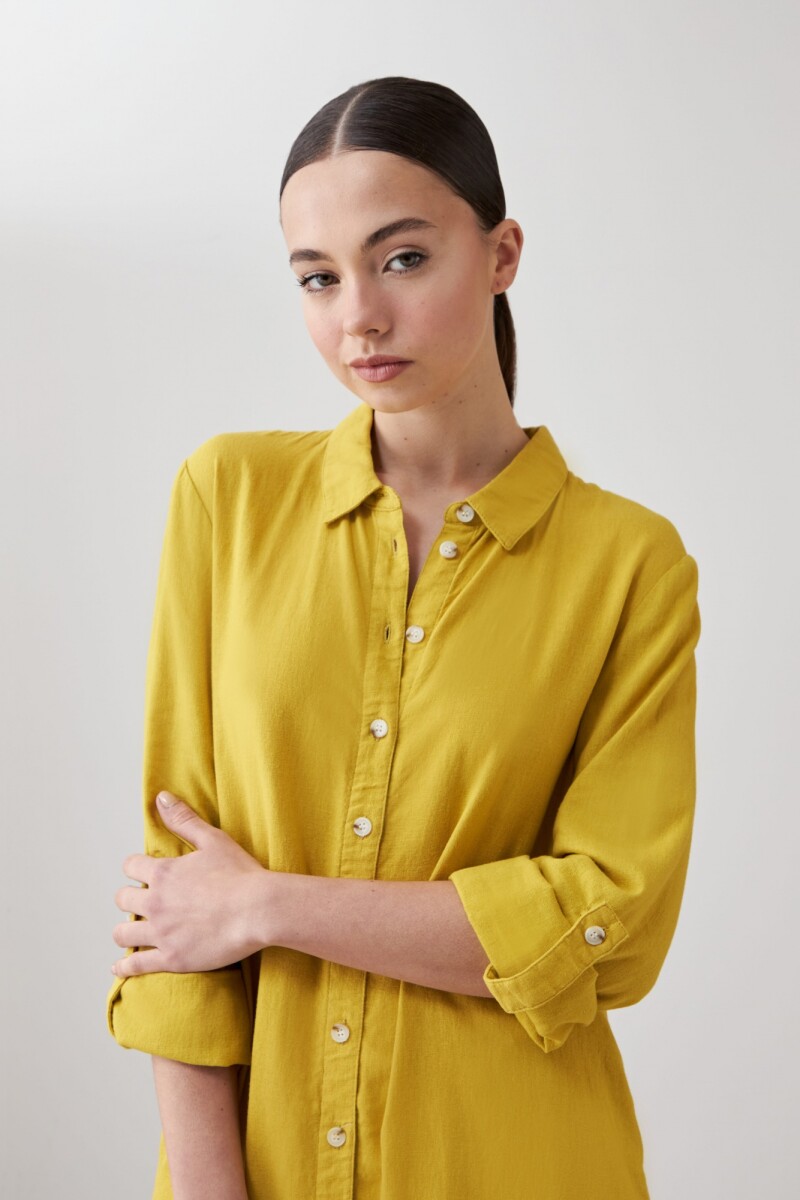 Vestido de lino camisero pistacho