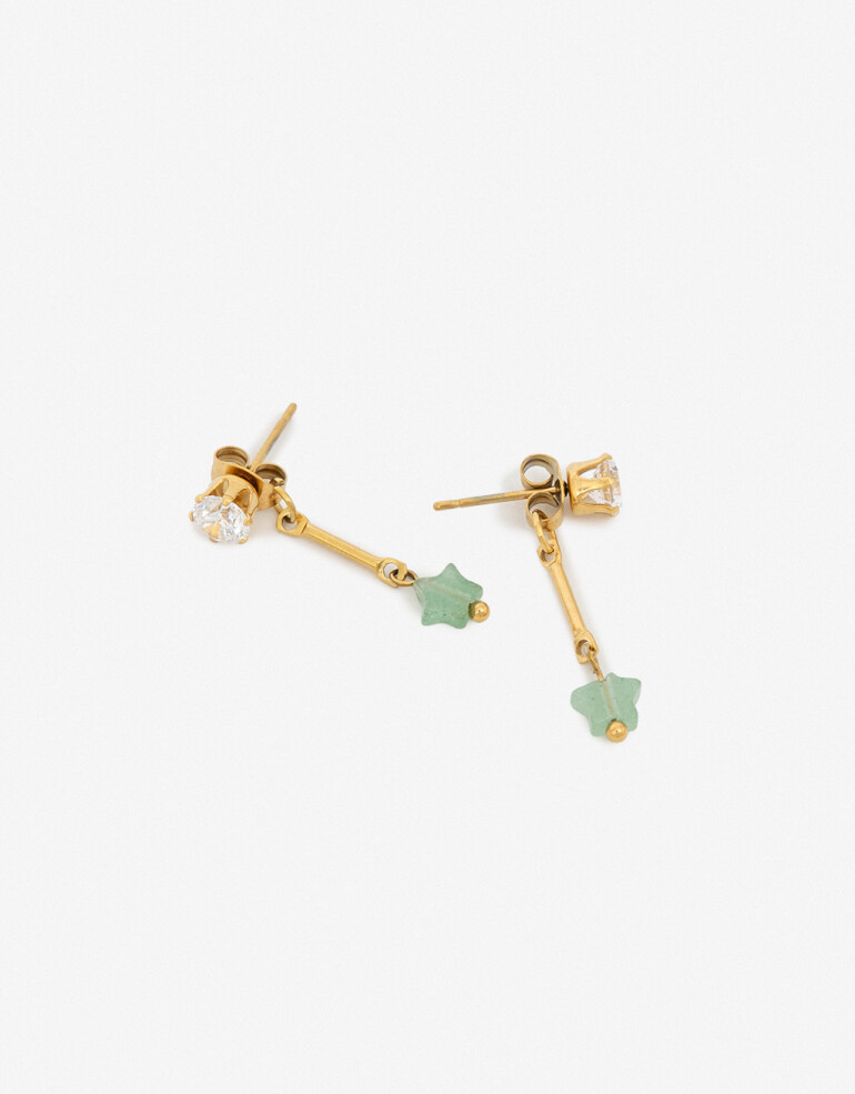 Aros Colgantes Cortos Piedras Aros Colgantes Acero Con Piedra - Dorado