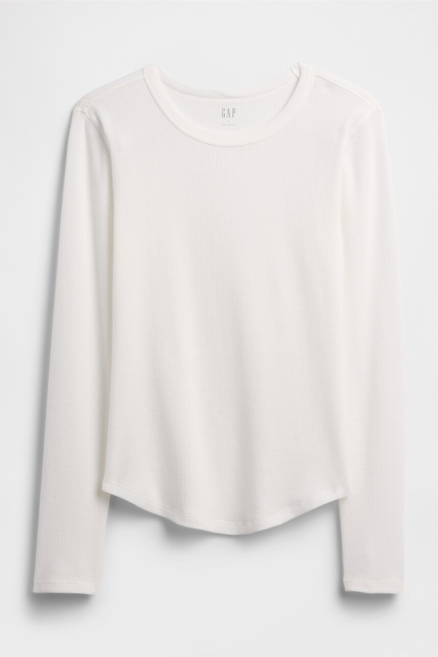 Remera Waffle Manga Larga Mujer New Off White