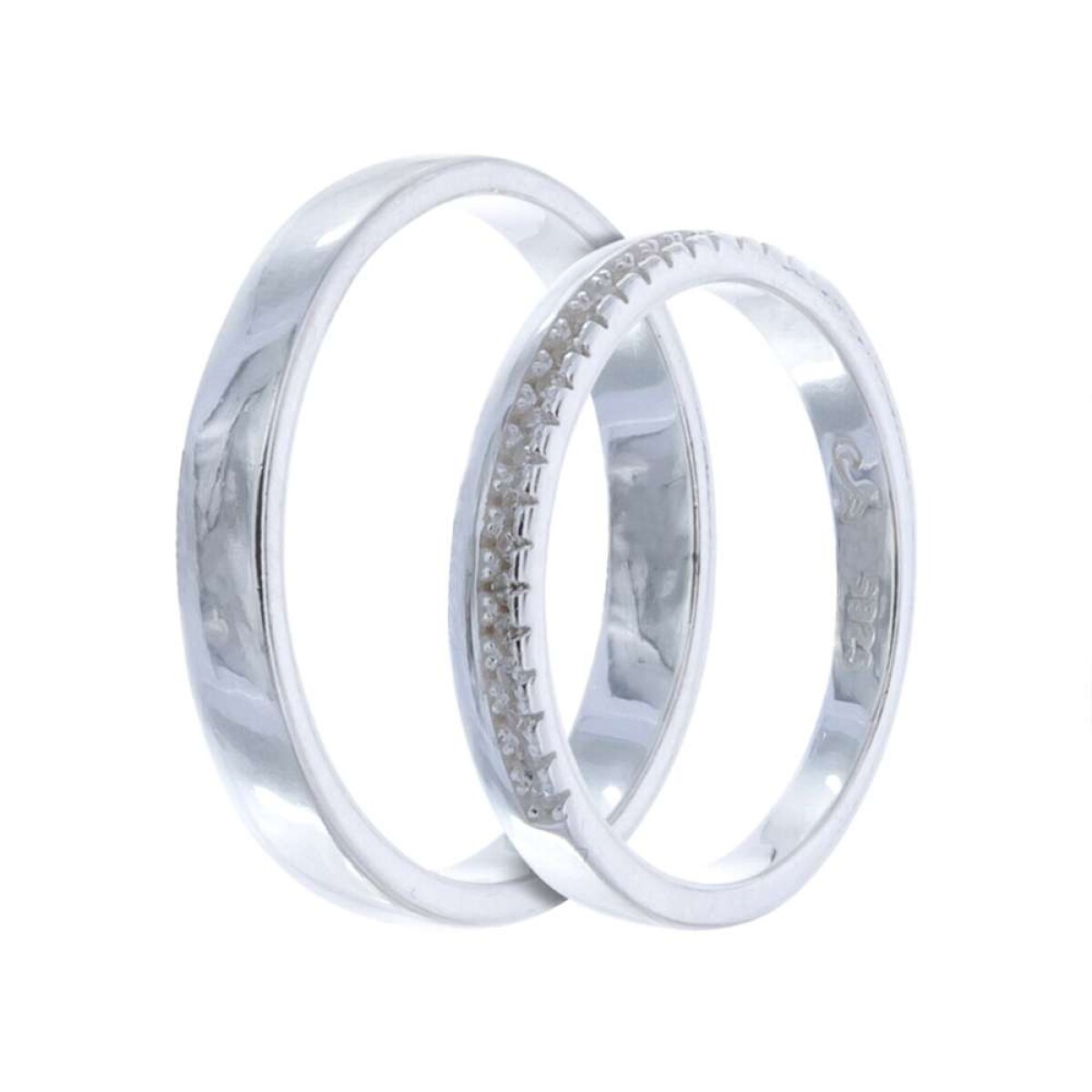 Par De Alianzas De Plata 925 - Circonias 