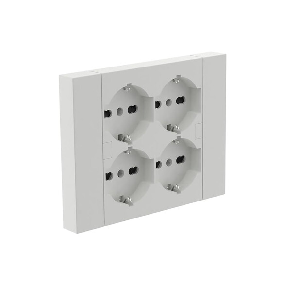 Plaqueta 4 tomas schuko blanca p/caja llana M47160
