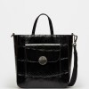 Shopper The Circle En Cuero Grabado Big Croco Negro