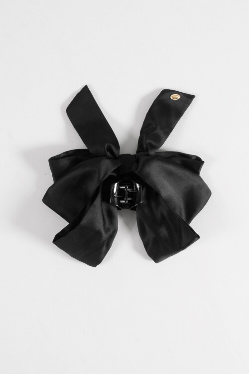 Broche clip moña tela negro