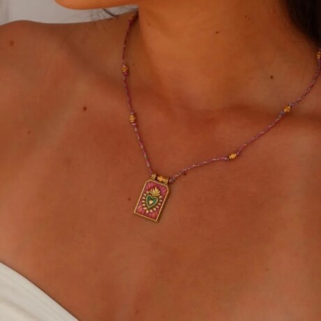 Collar Rosa Corazón Verde Collar Rosa Corazón Verde