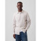 V-LS STANDARD LINEN COTTON WHITE KHAKI STRIPE