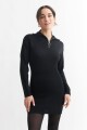 Vestido corto tejido con medio cierre NEGRO