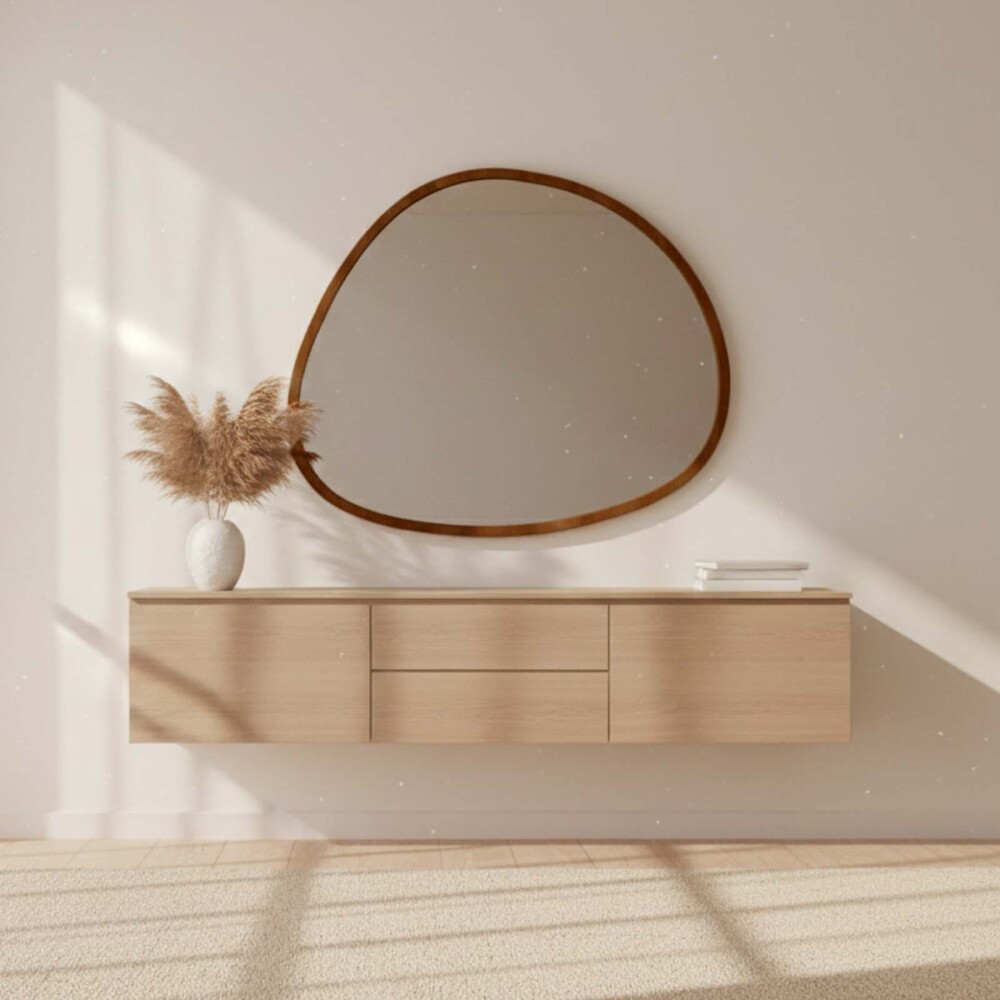 ESPEJO IRREGULAR MADERA NATURAL-BEIGE SN-2019