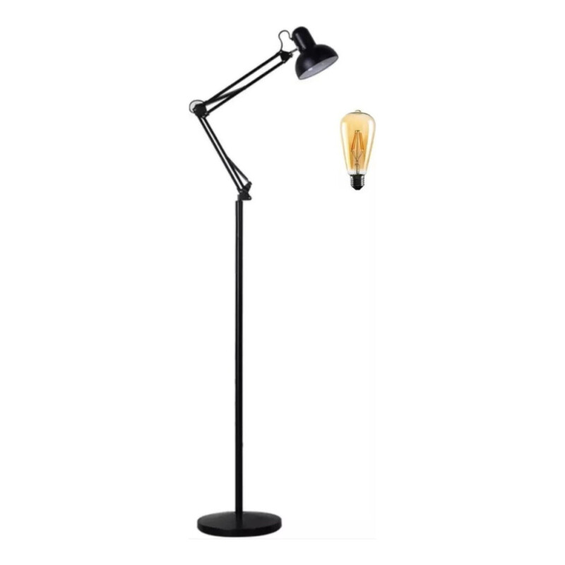 Lámpara De Pie Moderna Metal Regulable 1.5 Metros Negro
