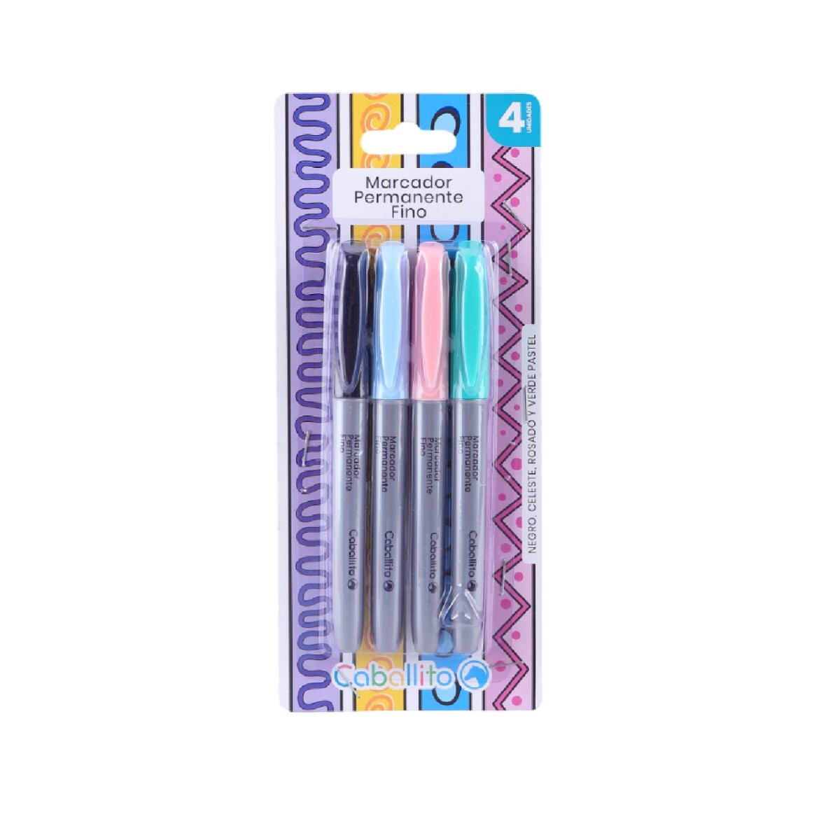 MARCADOR CABALLITO PERMANENTE 4 COLORES PASTEL 