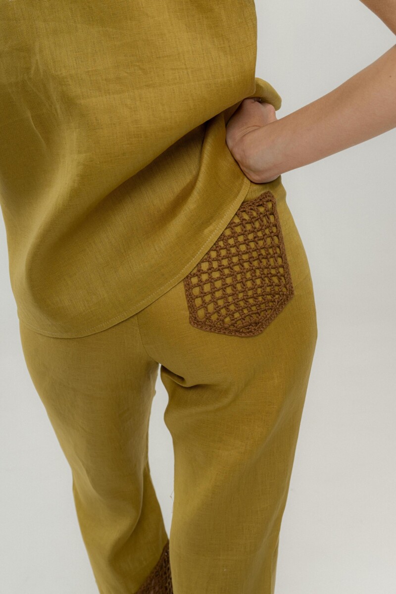PANTALON BEA CROCHET Pistacho