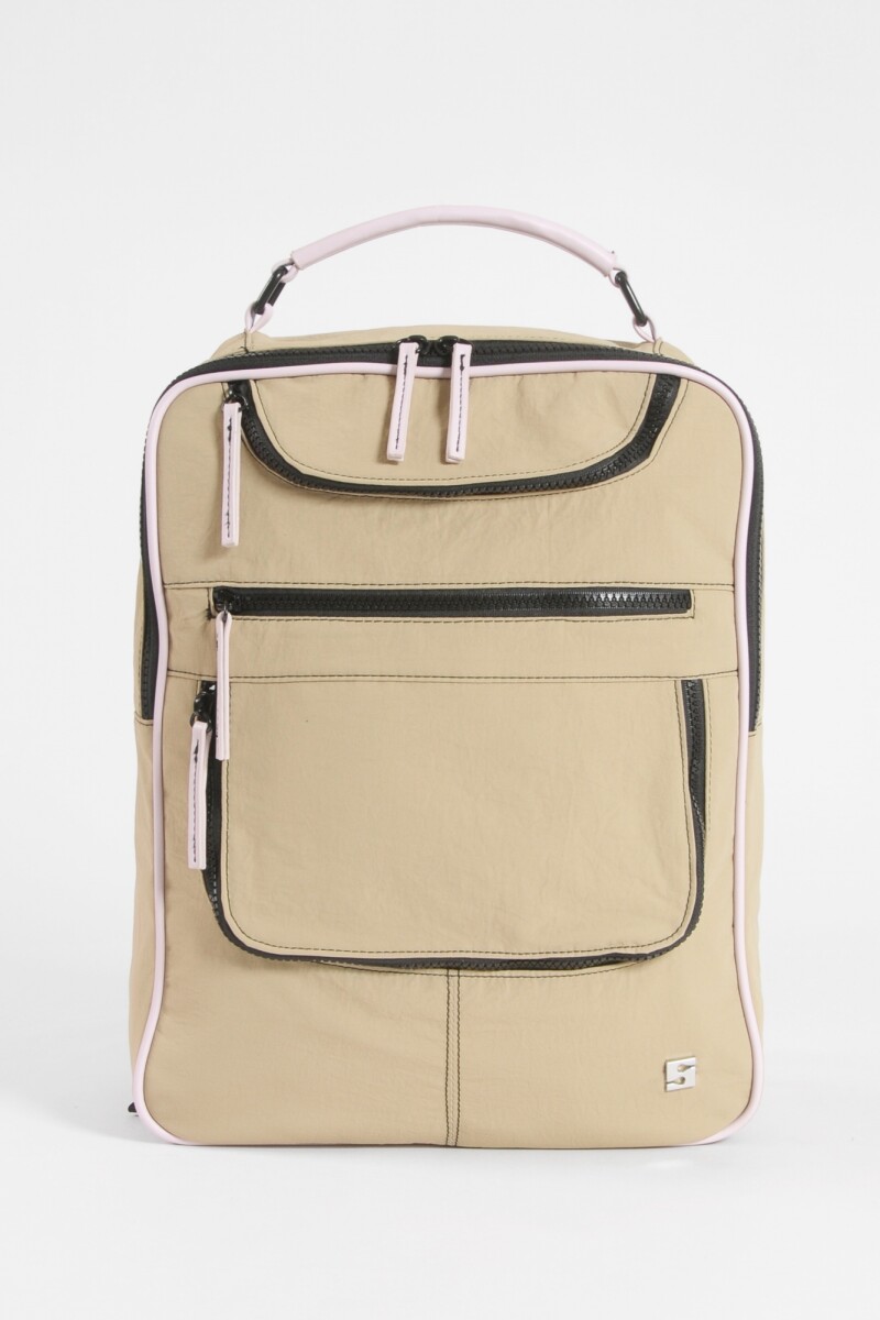 Mochila porta laptop cierres beige
